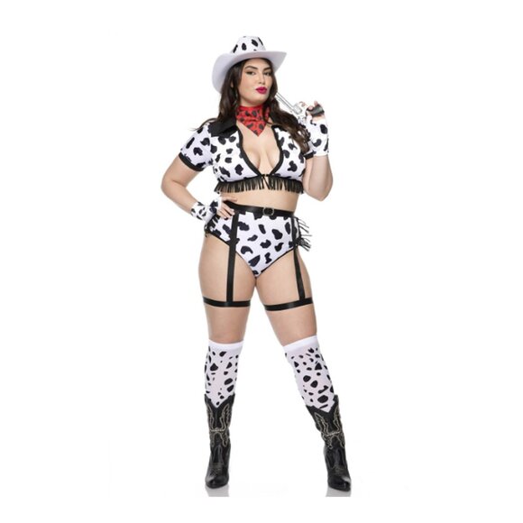 Plus Size Dalmatian Cow Girl Costume Set
